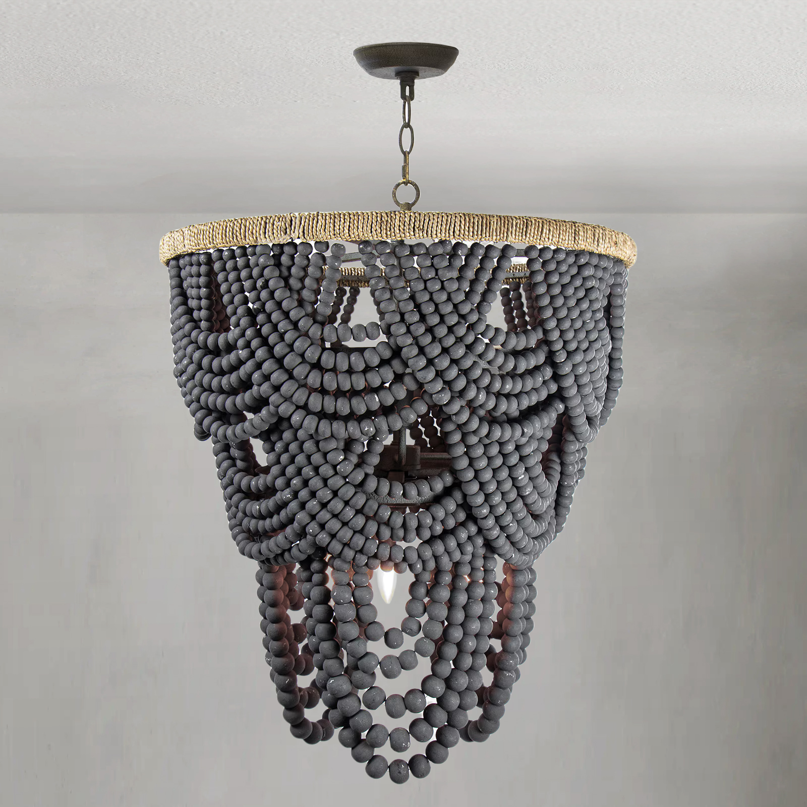 Willara Grey Wood Bead Chandelier