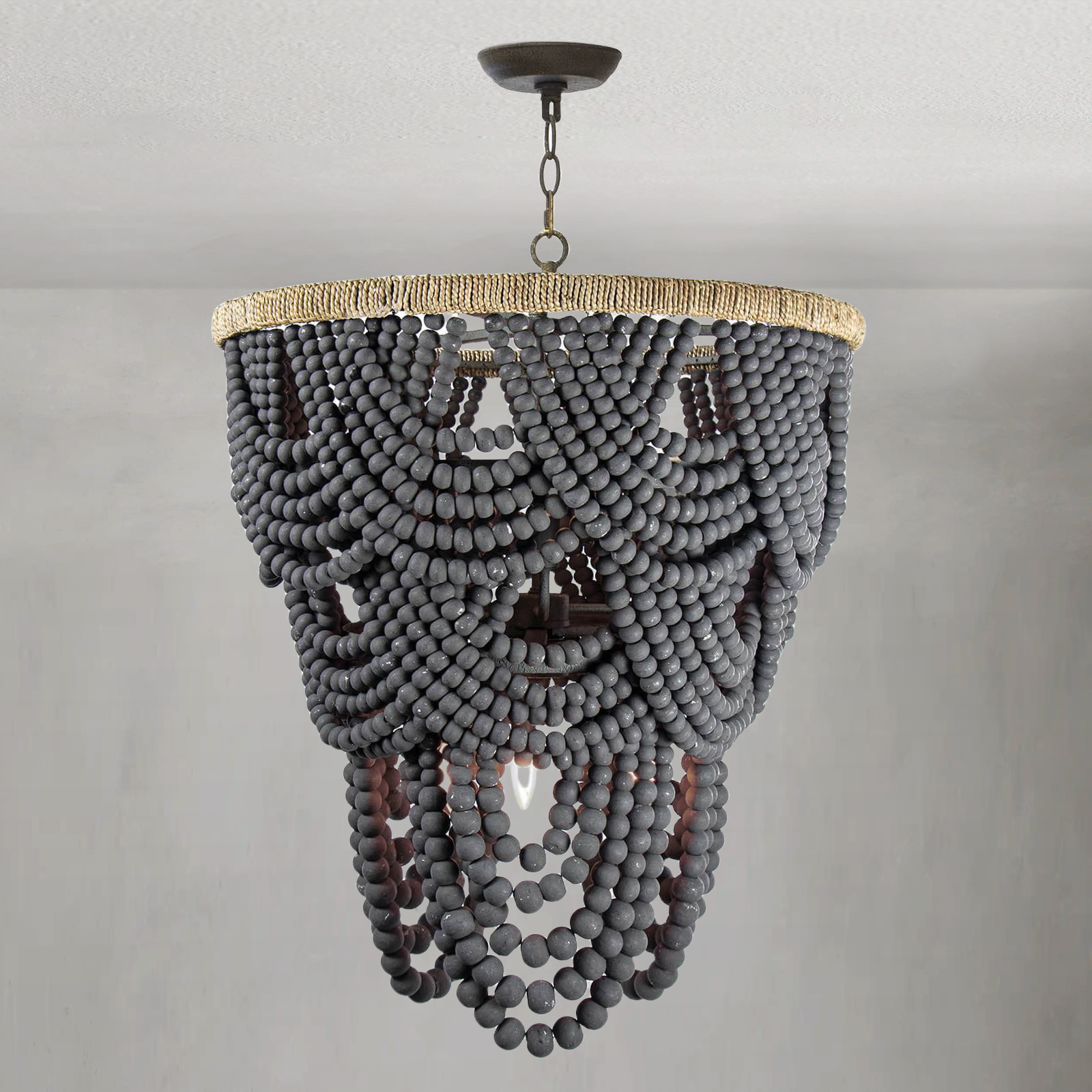 Willara Grey Wood Bead Chandelier