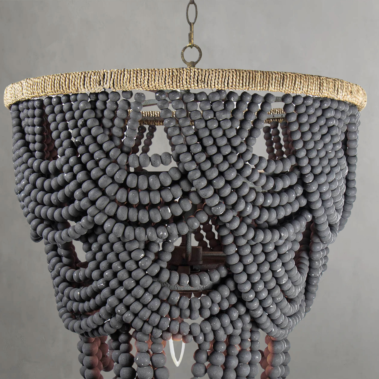 Willara Grey Wood Bead Chandelier