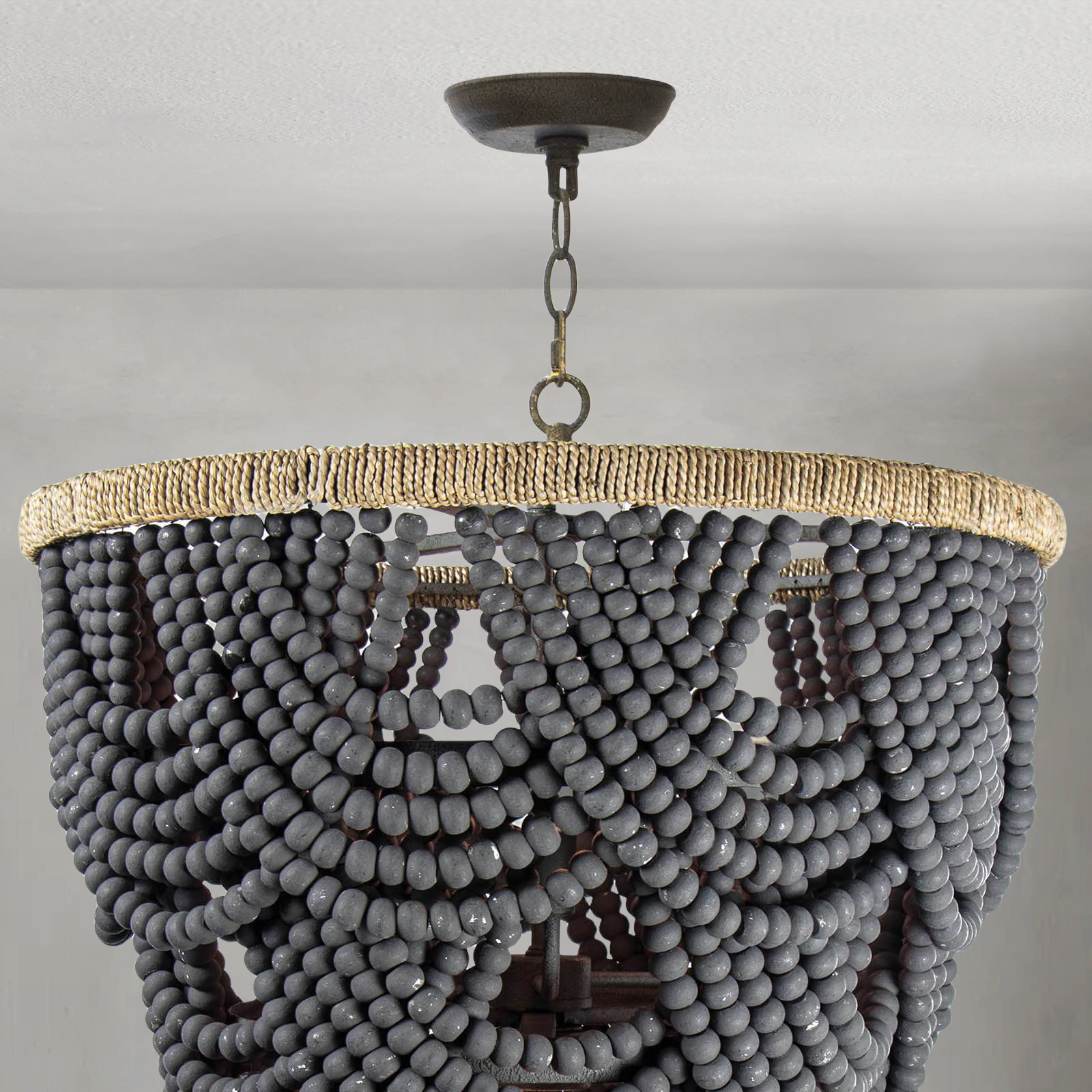 Willara Grey Wood Bead Chandelier