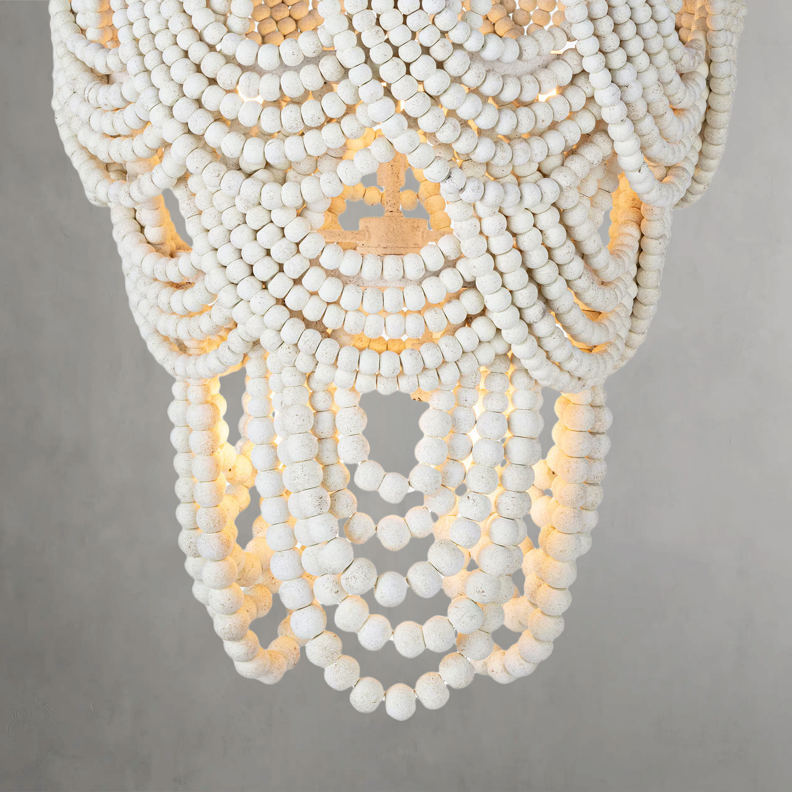 Willara White Wood Bead Chandelier