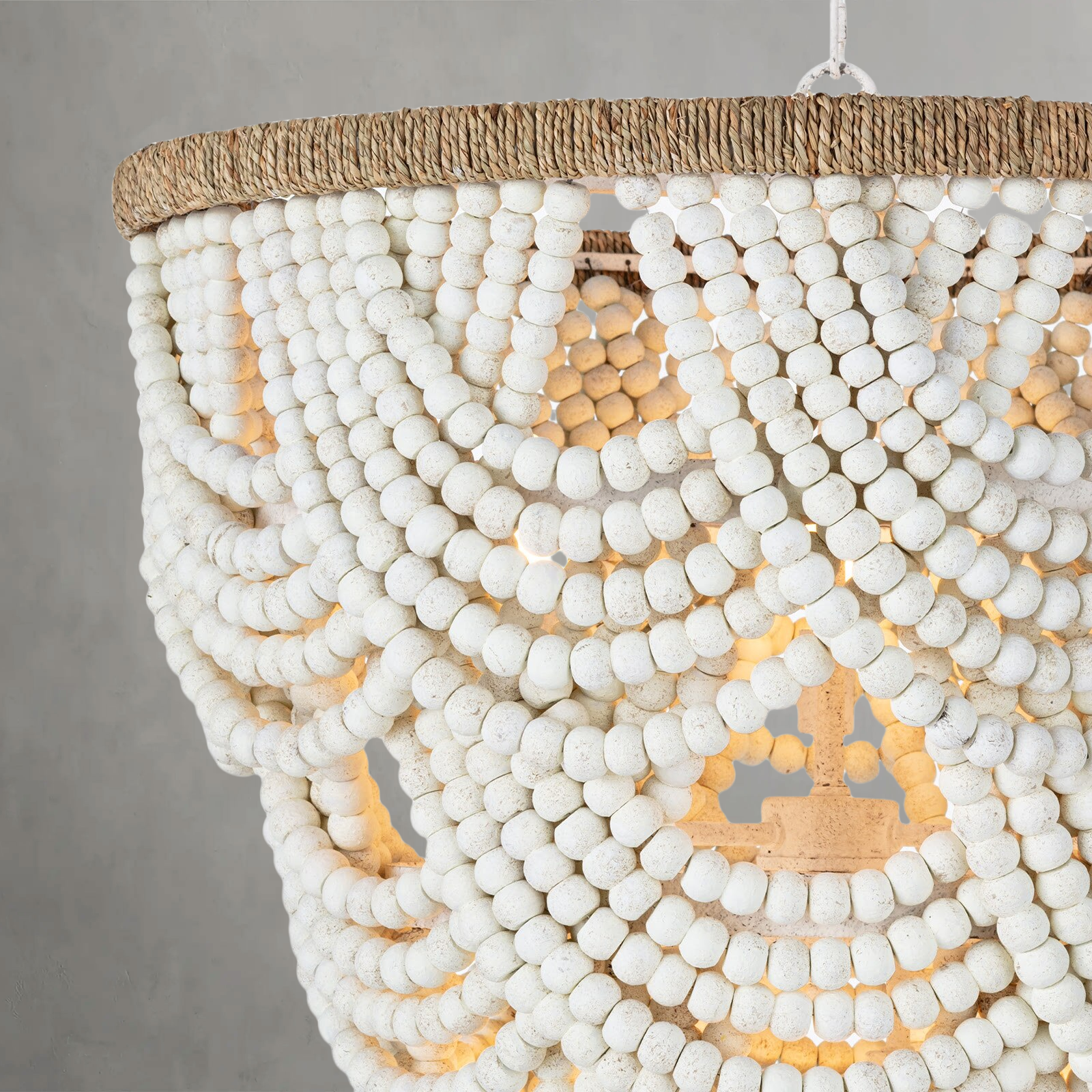 Willara White Wood Bead Chandelier