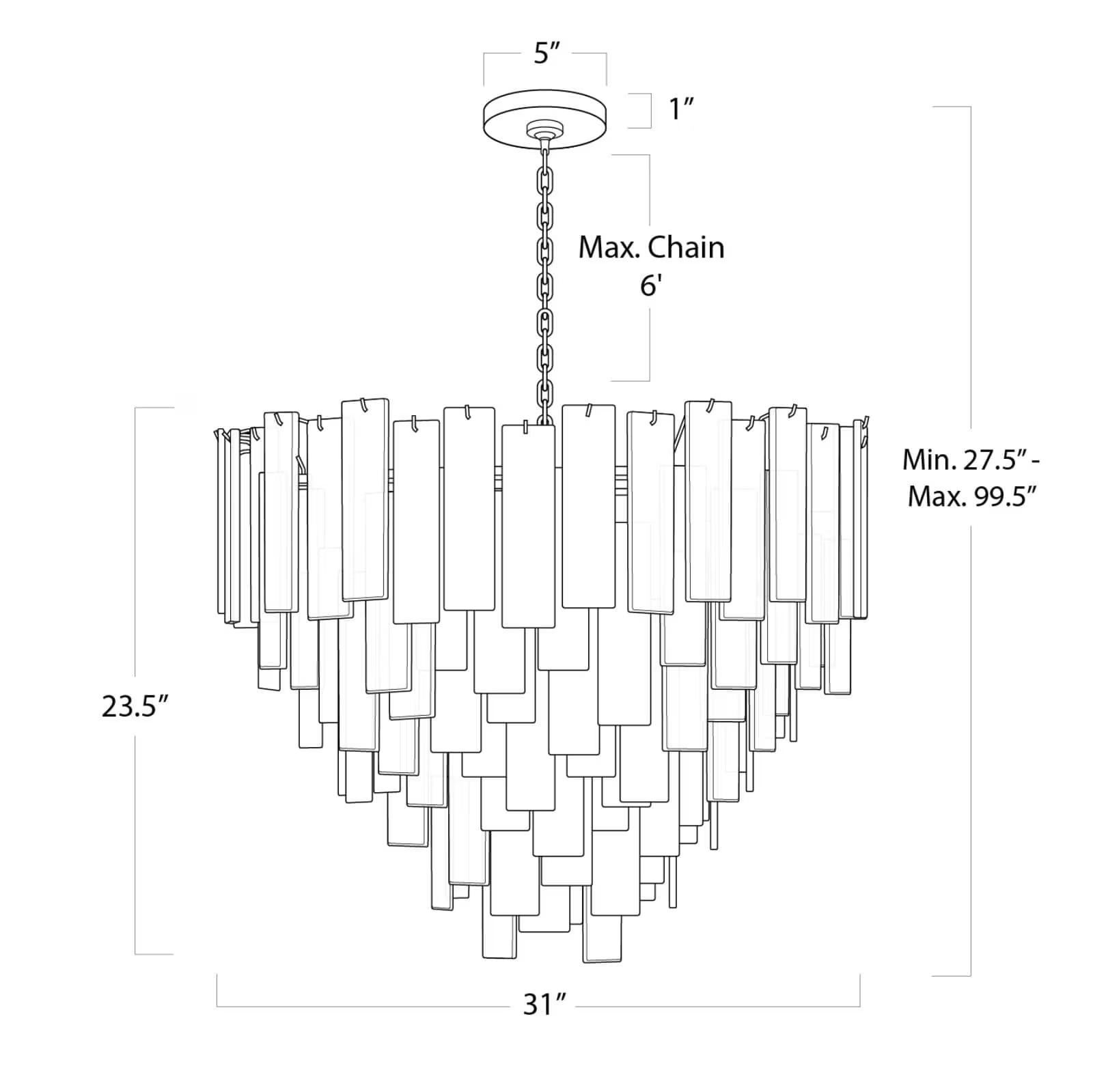 Tidelle Brass Clear Glass Chandelier Large