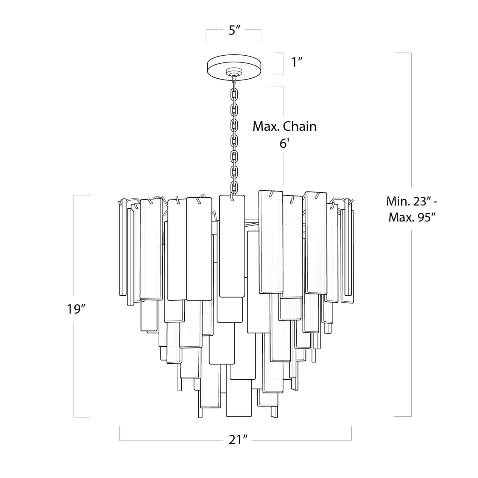 Tidelle Brass Clear Glass Chandelier Small