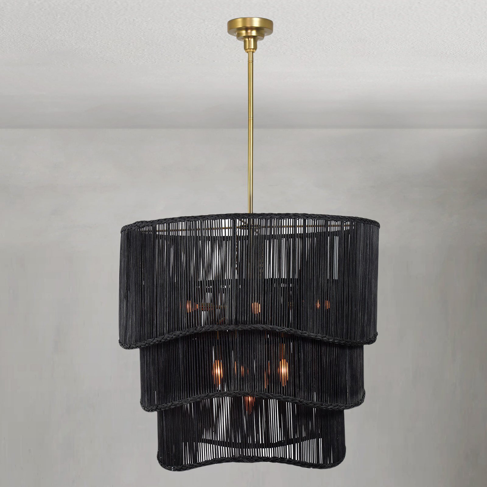 Valmont Black Rattan Chandelier