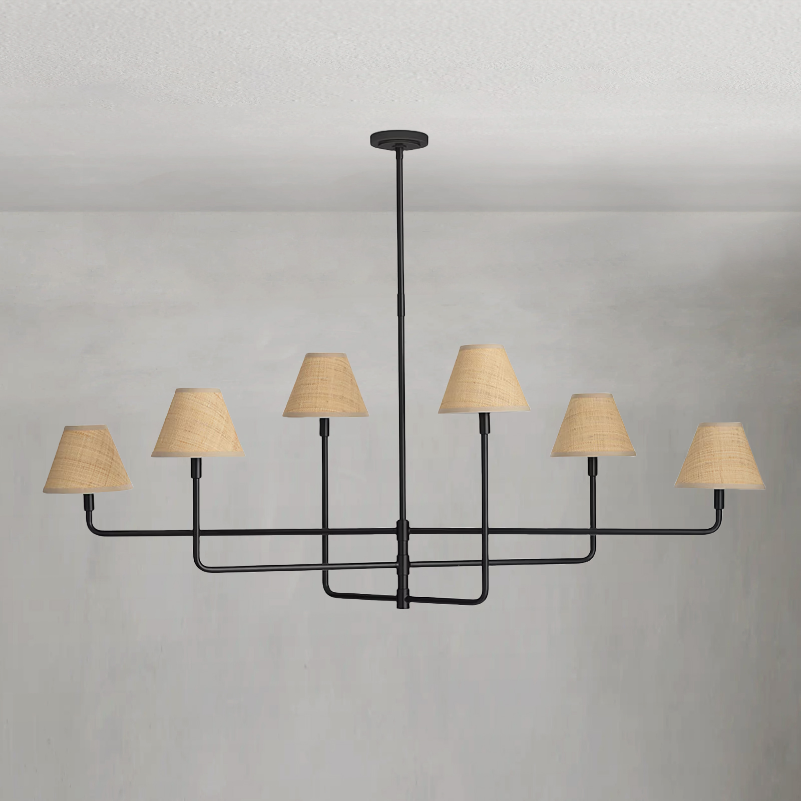 Polara Rattan Chandelier in Blackened Brass