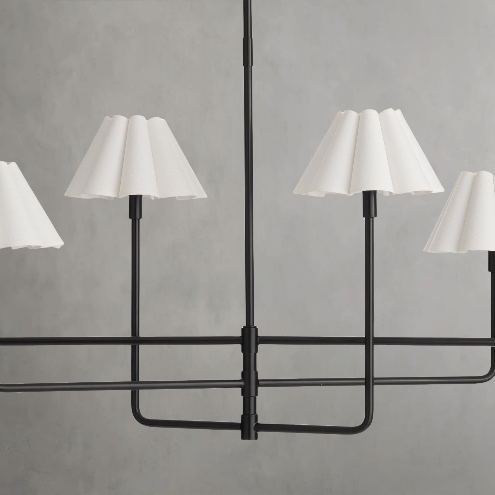 Polara white linen Chandelier(Blackened Brass)