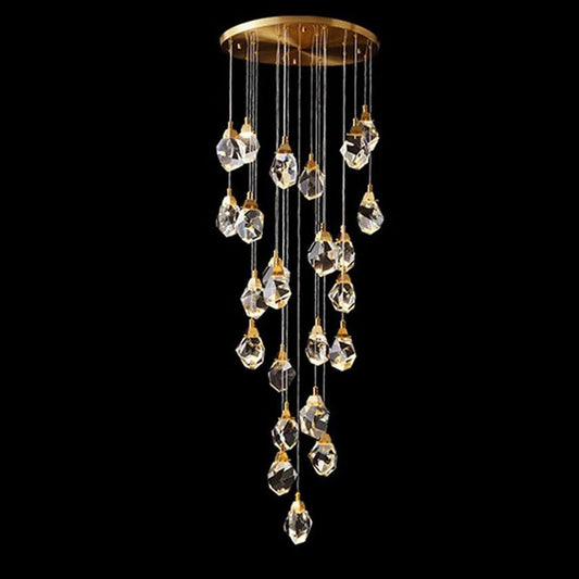 24 Lights Big Crystal Chandelier 79'' Long Chandelier for Staircase