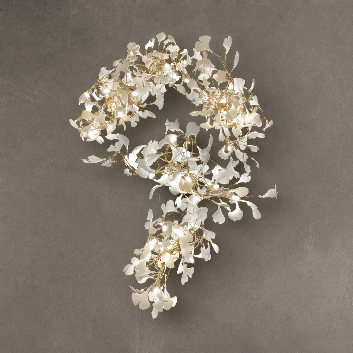 Ginkgo Leaf Flower Ceramics Chandelier For Foyer / Staircase /Hallway