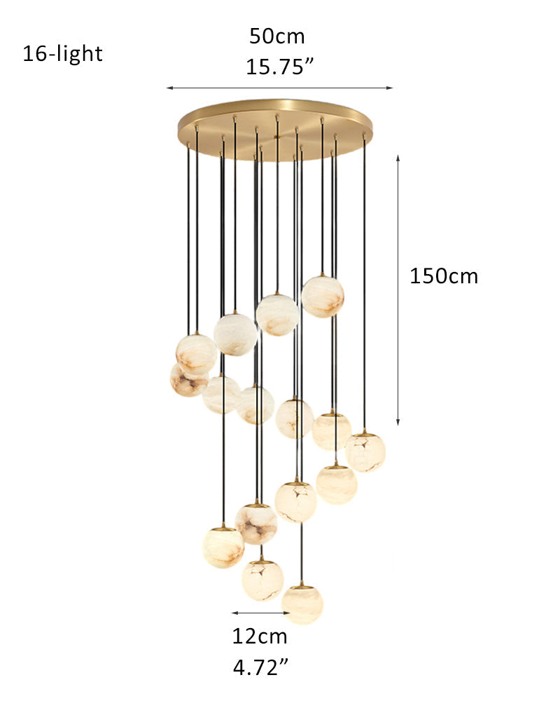 Small Alabaster Cluster Globes Ceiling Pendant Light For High Ceiling