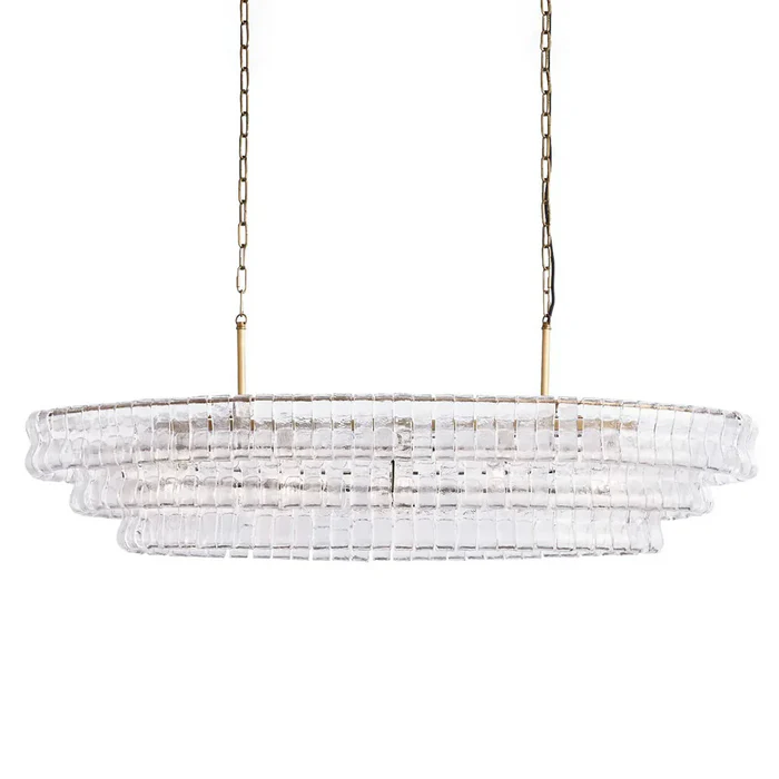 Ghiaccio Round Chandelier in Glass Brass 54"