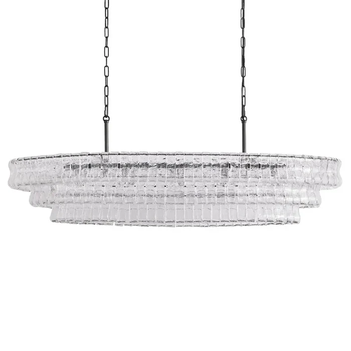 Ghiaccio Round Chandelier in Glass Brass 54"