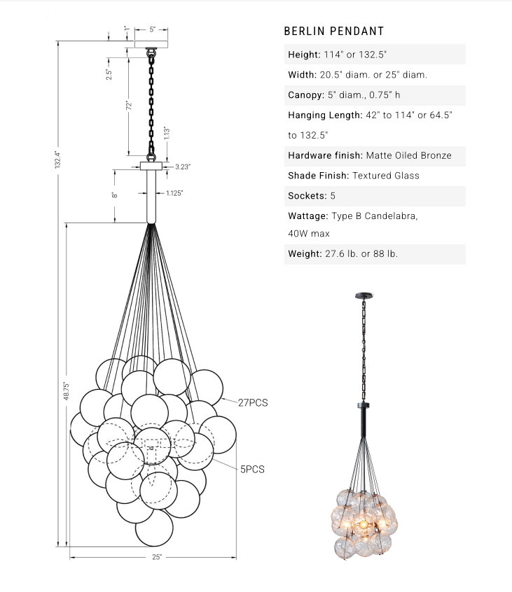 Berlin Glass Chandelier Small / Large