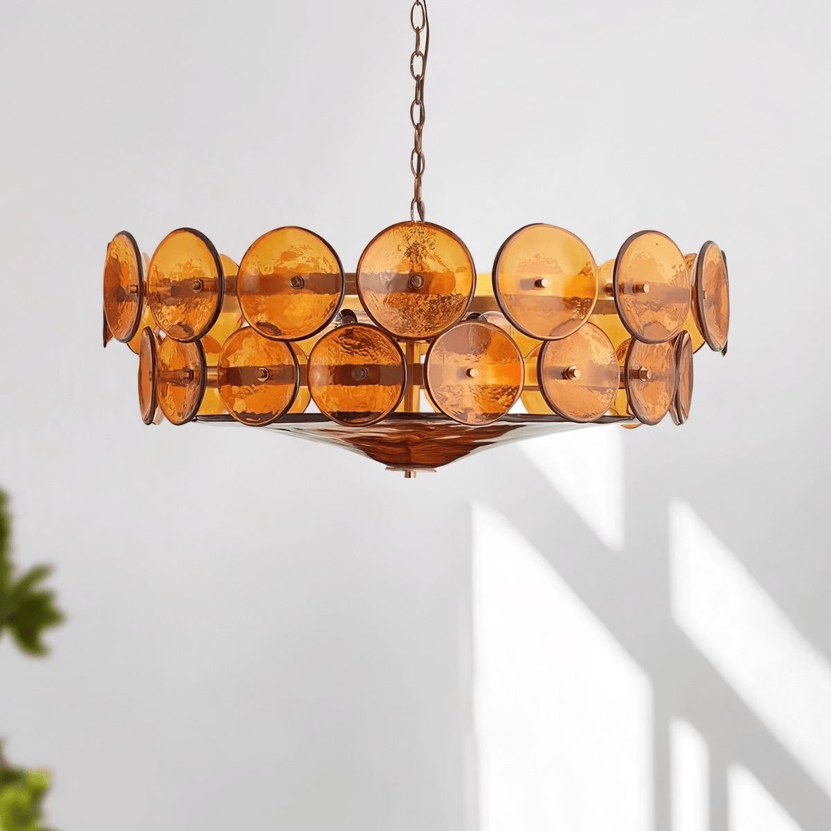 Solaris Amber Glass Disc Chandelier