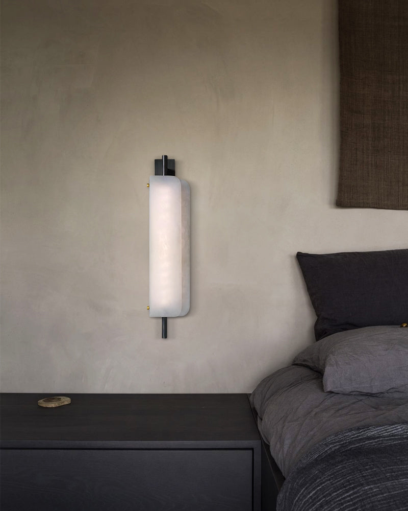 Modern Linear Black Metal Elegant Alabaster Pendant for Living room Lighting