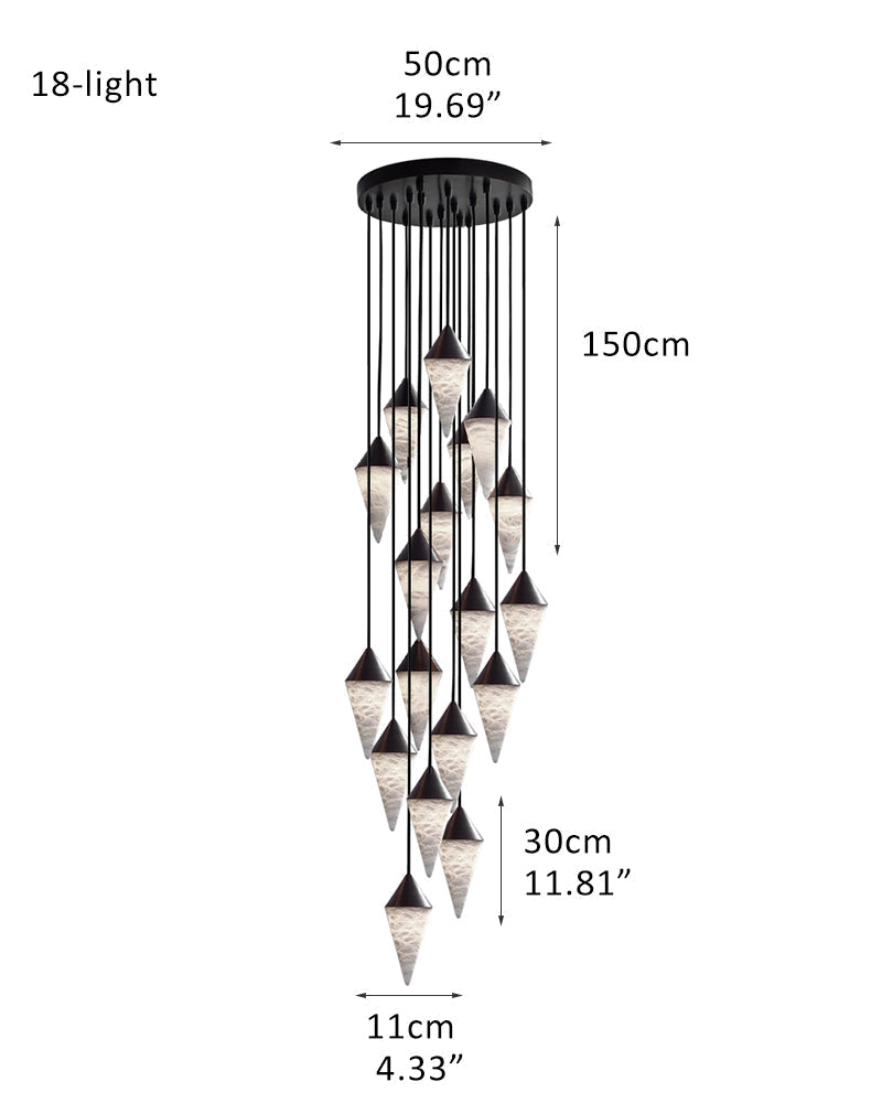 12 light Conical Cluster Minimalist Design Alabaster Pendant Light