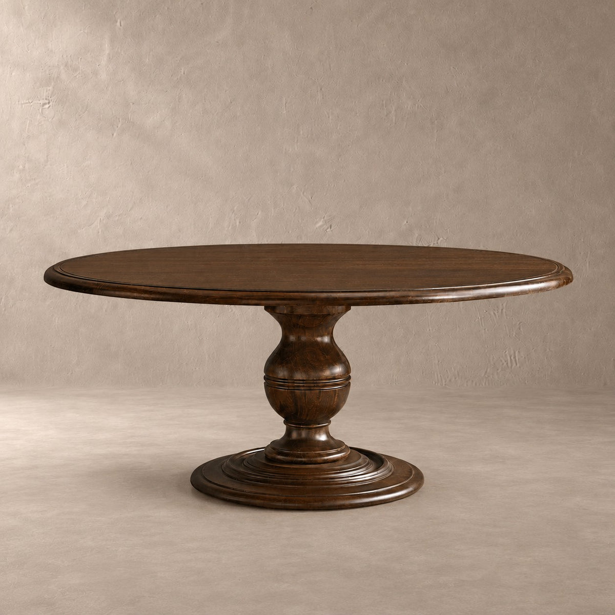 Round Dining Table in Hand-Carved Tulipwood