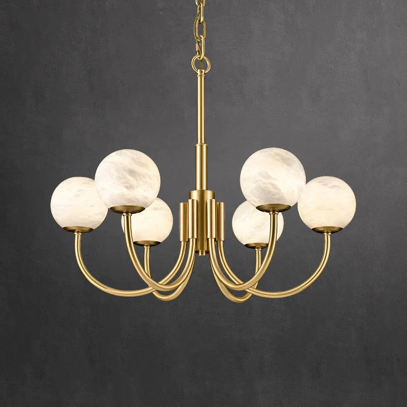 Modern Luxury Alabaster Chandelier, Pendant Brass Chandelier