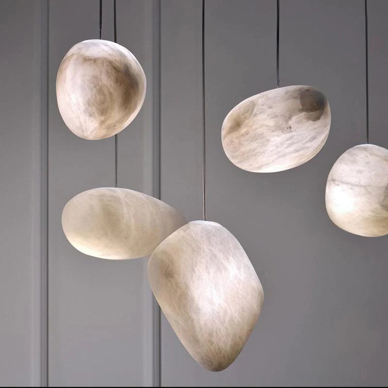 Modern Luxury Alabaster Natural Stone Pendant, Creative Pendant Light