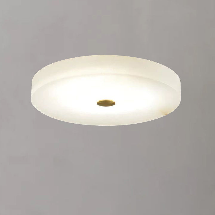 Alabaster Flush Mounted Round  Chandelier