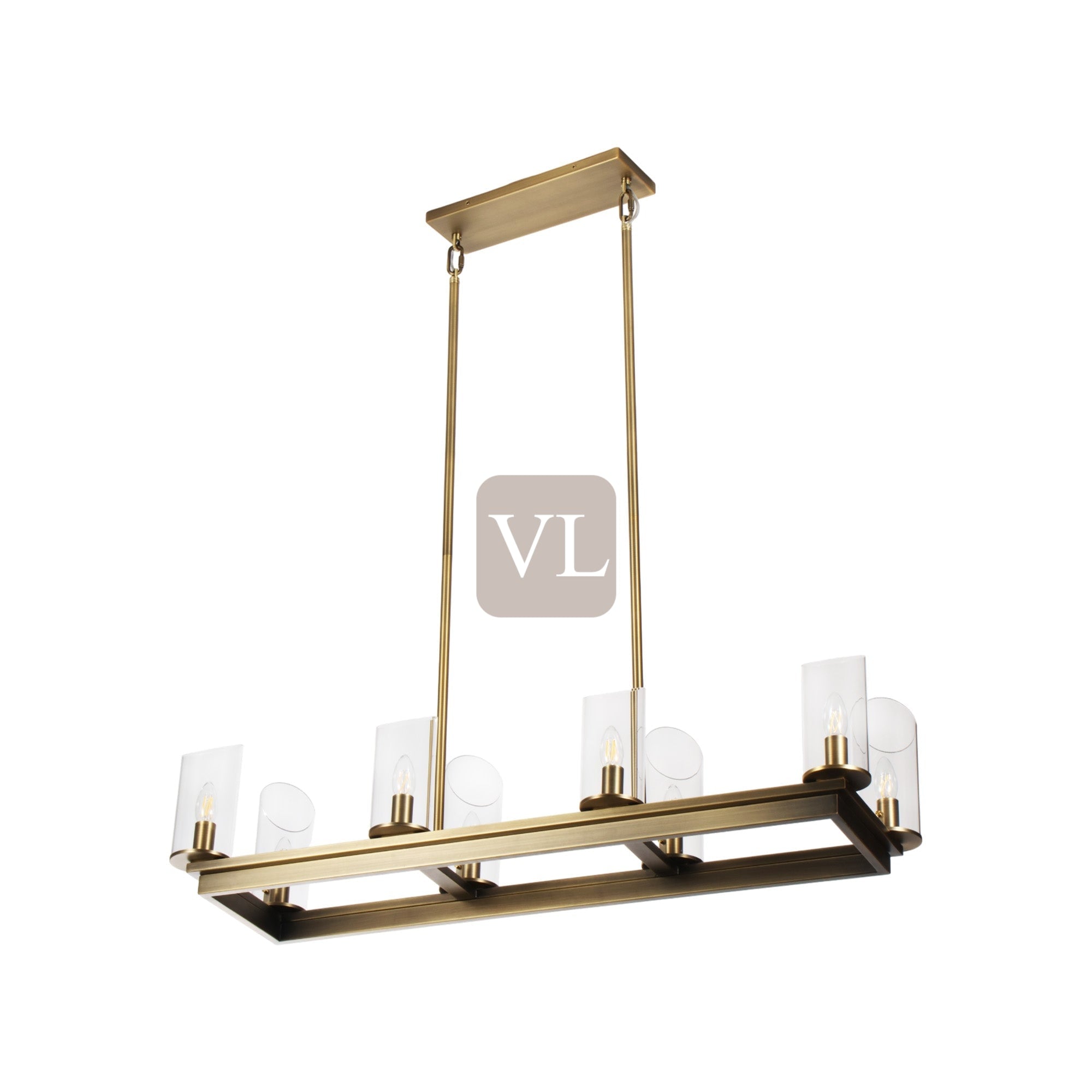 Modern Frame Glass Shade Chandelier