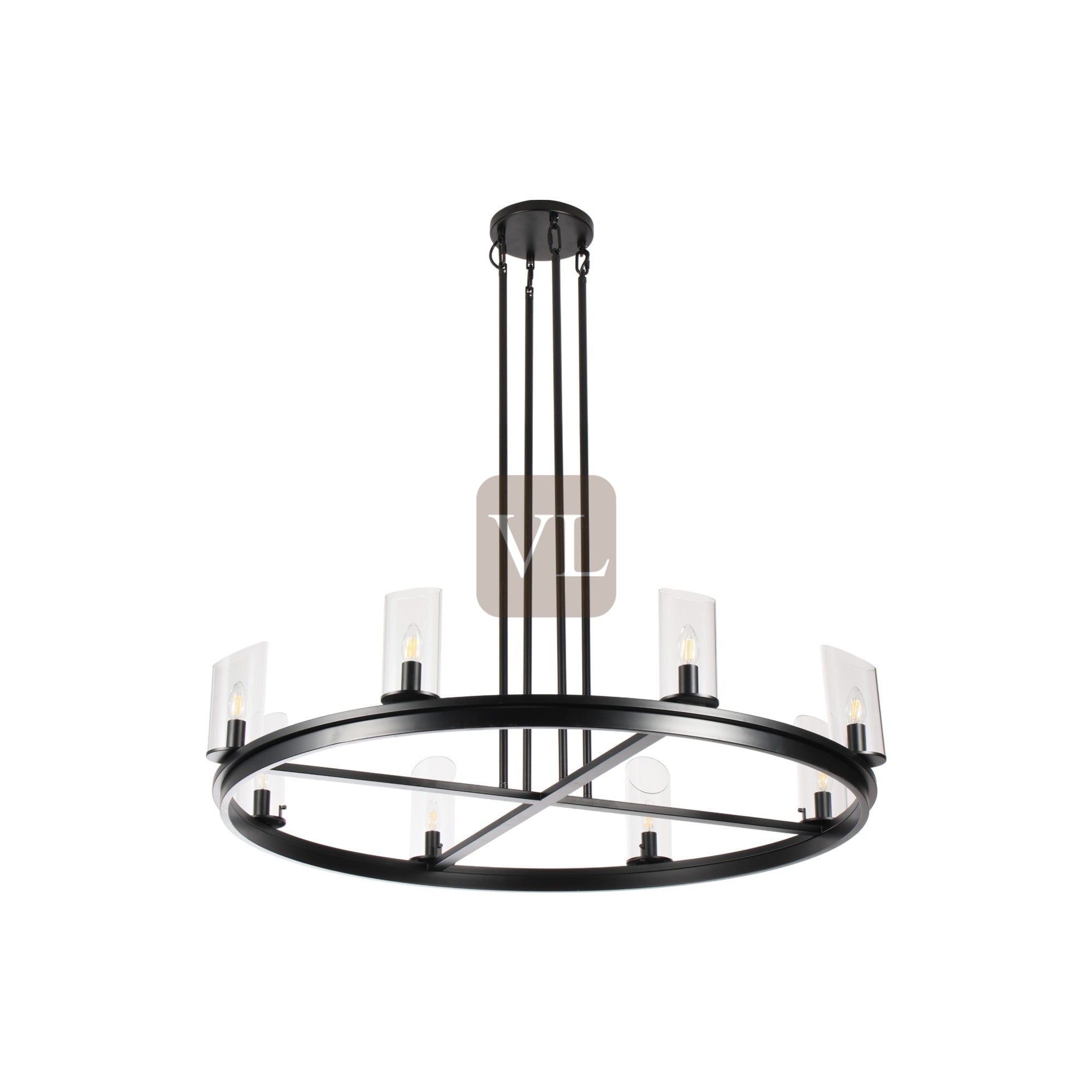 Modern Frame Glass Shade Chandelier