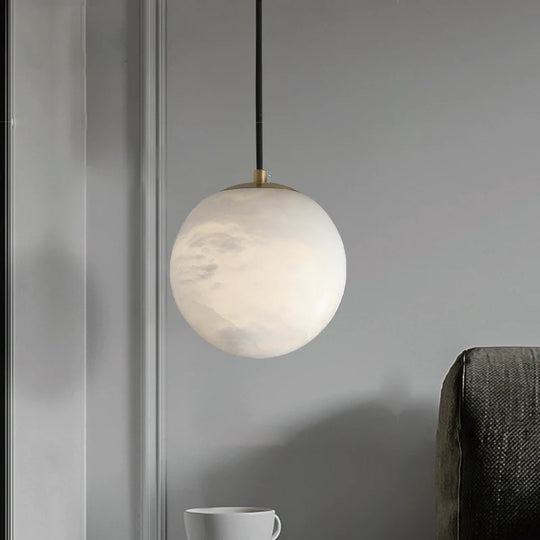 Modern Luxury Alabaster Ball Pendant Light, Island Mini Pendant Light