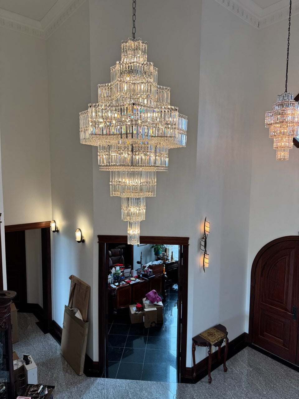 Celestia Grand Crystal Chandelier | Luxury Staircase & Entryway Lighting 36H