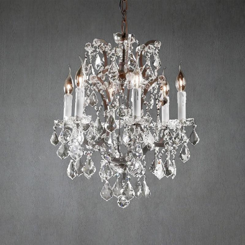 HA Rococo Iron & Crystal 18-inch Round Chandelier – Antique Brass