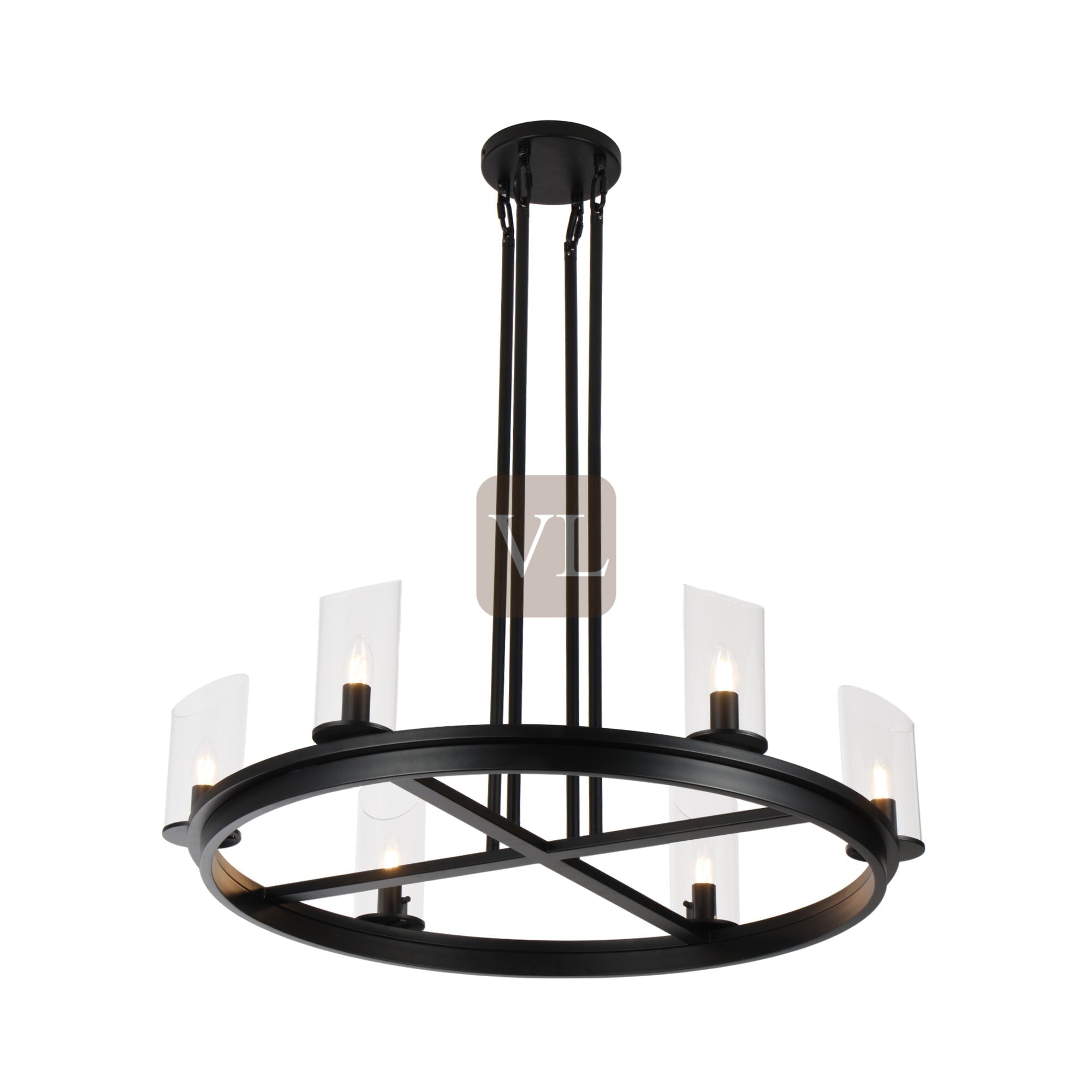 Modern Frame Glass Shade Chandelier