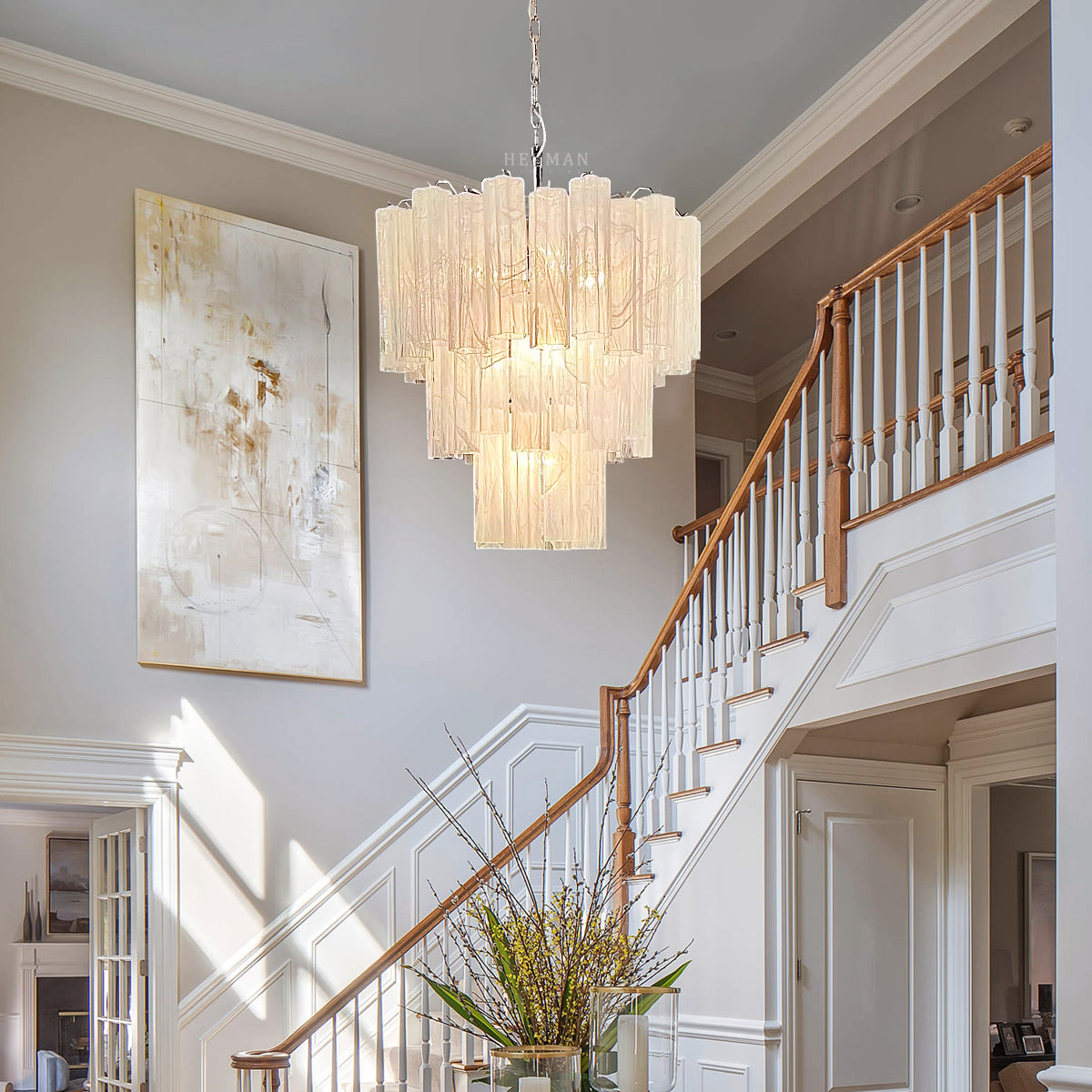 48-Tube Alabaster Chandelier, White