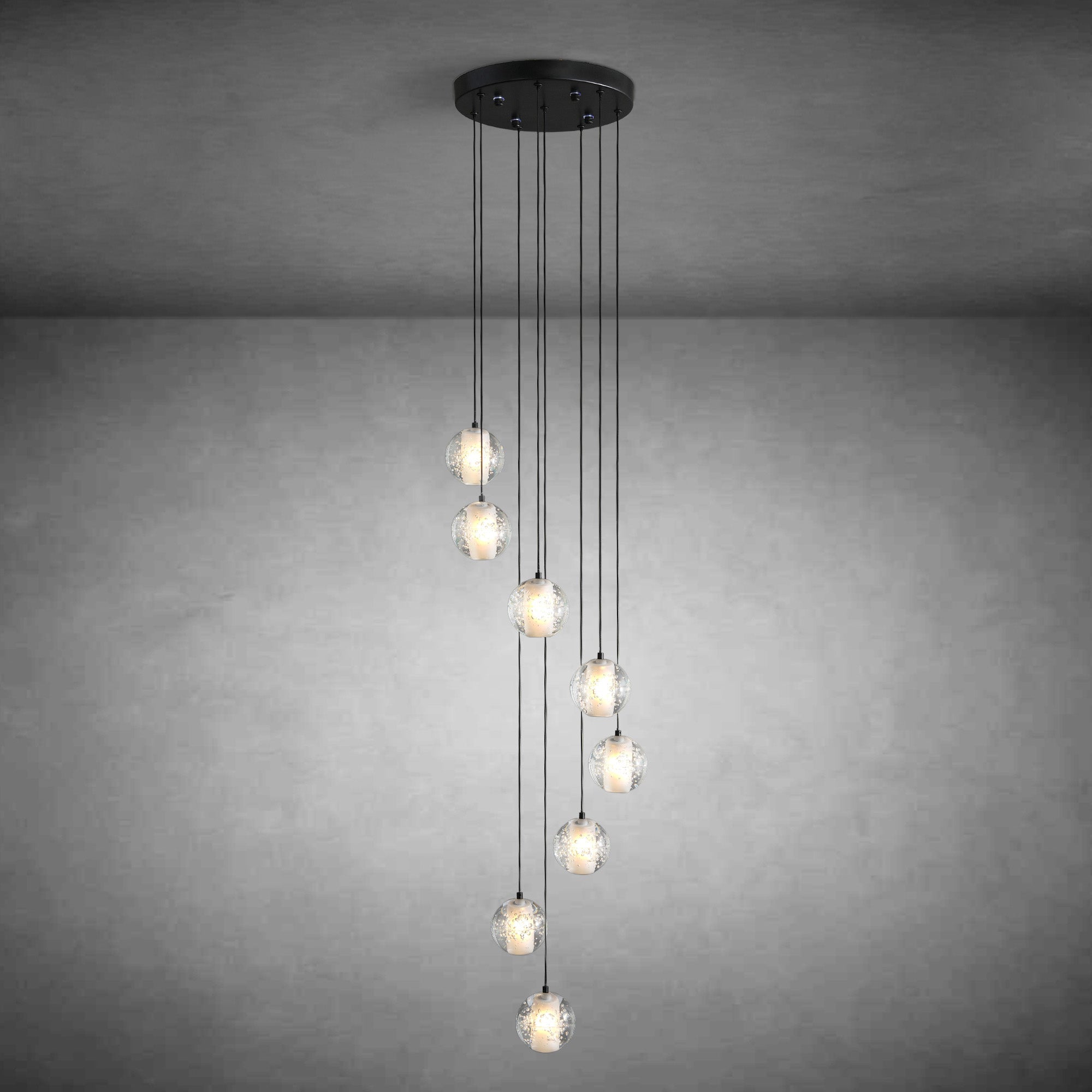 Modern Crystal Chandelier for Staircase 79" Long Black Stairwell Chandelier for Foyer Adjustable High Ceiling Lighting Fixture for Living Room Hallway Entryway Staircase