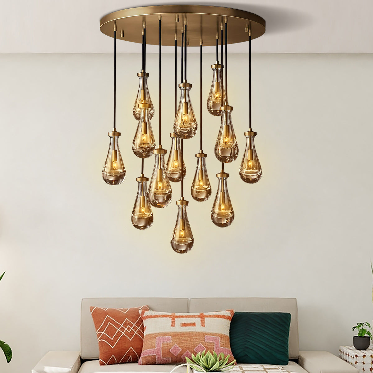 Raindrop Round Chandelier 36",13 Lights