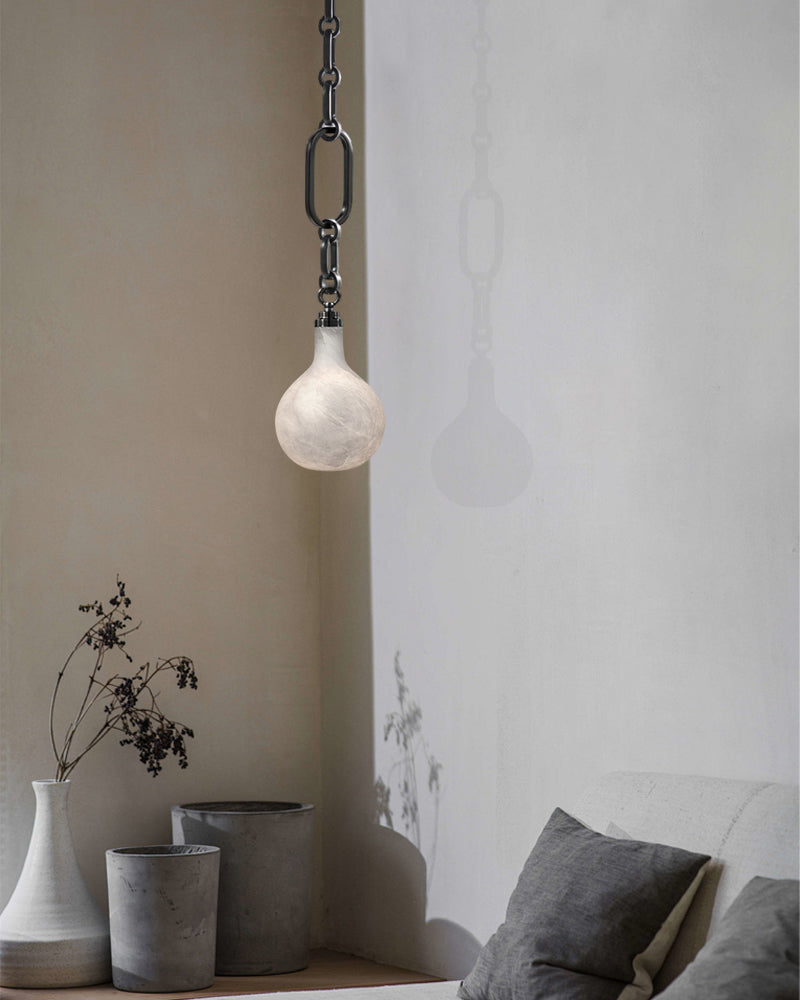 Cluster White Alabaster Globe Pendant Light with adjustable chain