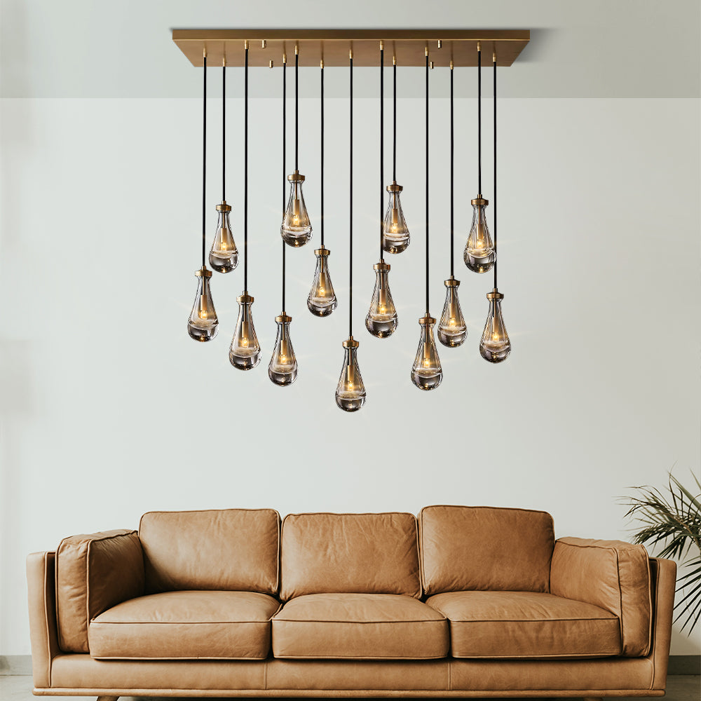 Raindrop Rectangle Chandelier 54",13 Lights