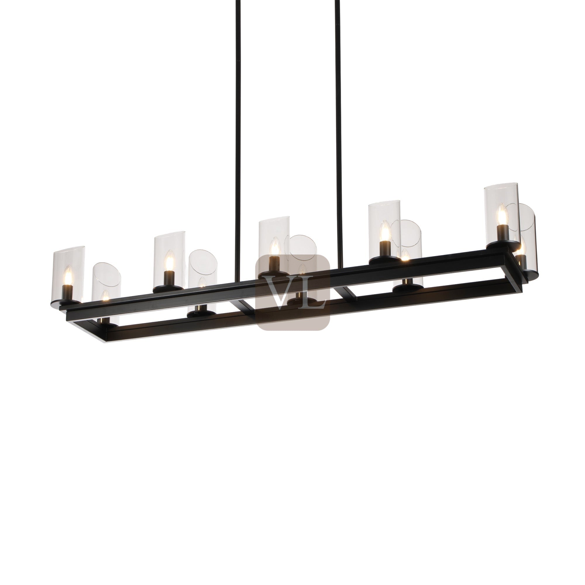 Modern Frame Glass Shade Chandelier