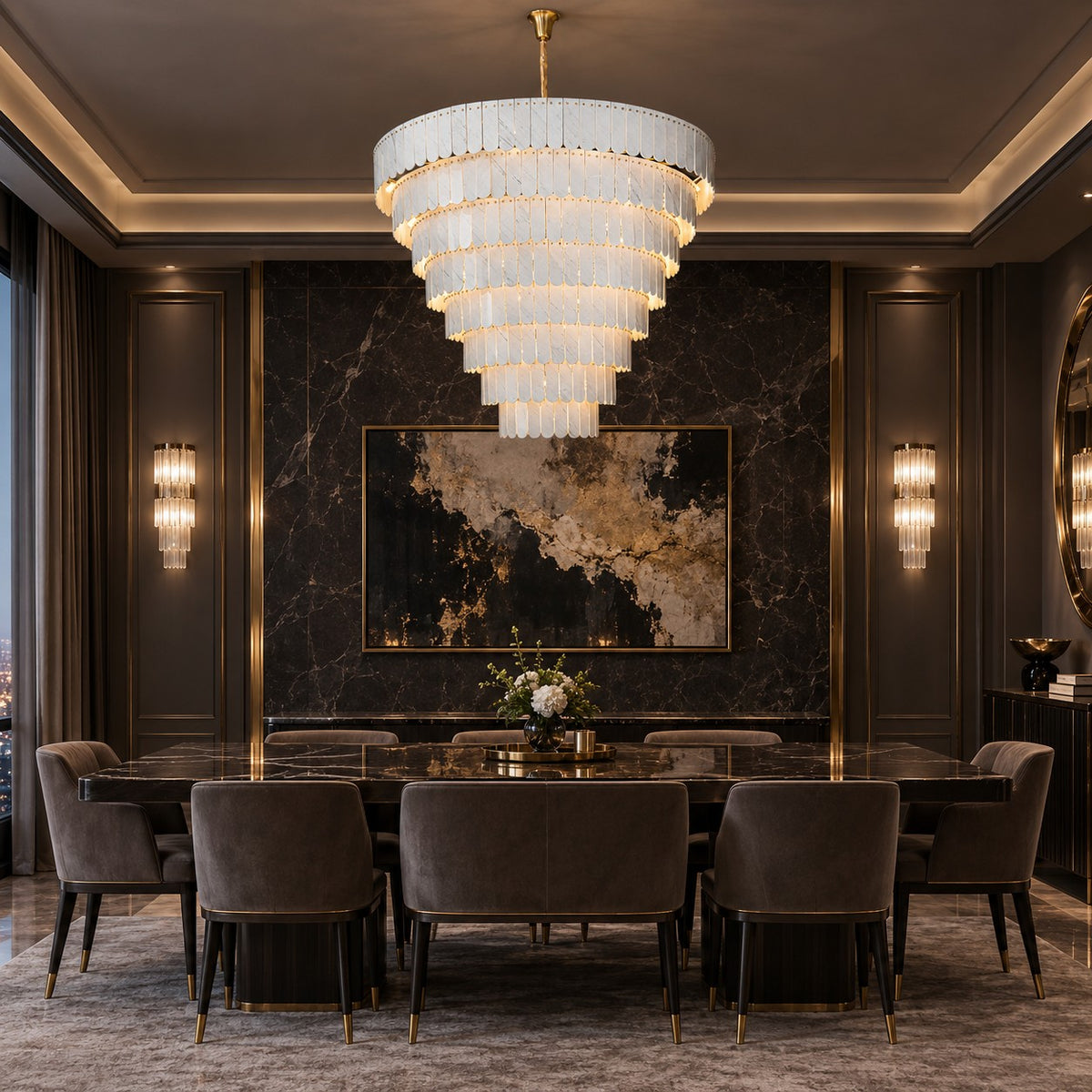 Grand Nine-Tier Yugoslav White Luxury stone Chandelier