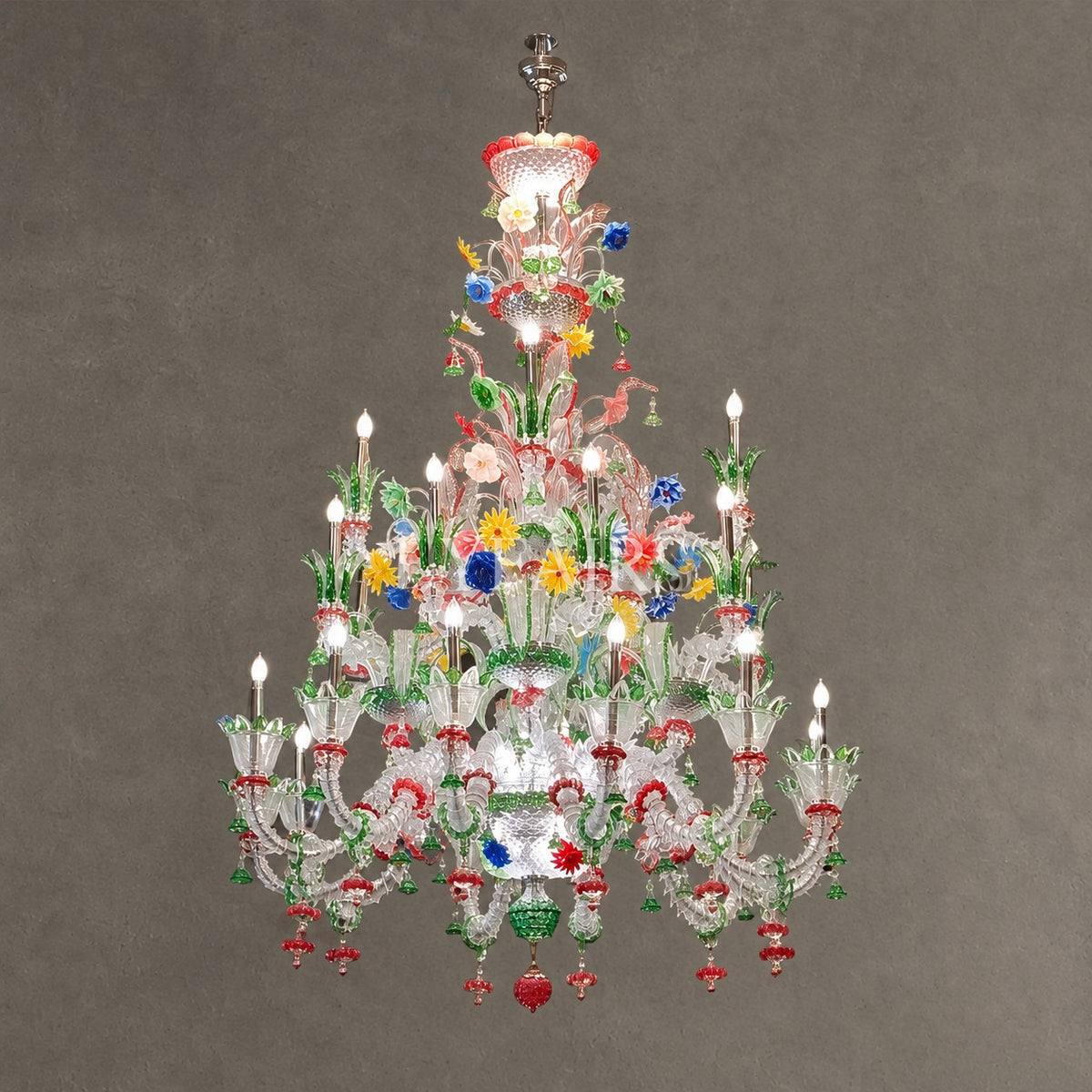 Artisan Multi-Layer Vibrant Handcrafted Botanical Branch Crystal Chandelier