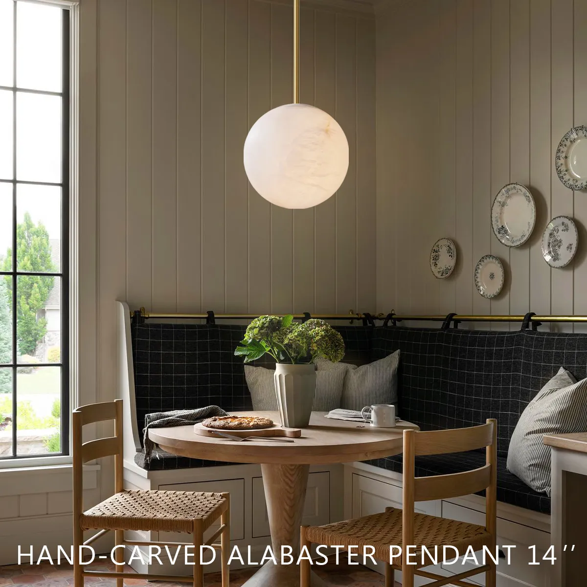 Theseus Alabaster Modern Ball Pendant Light