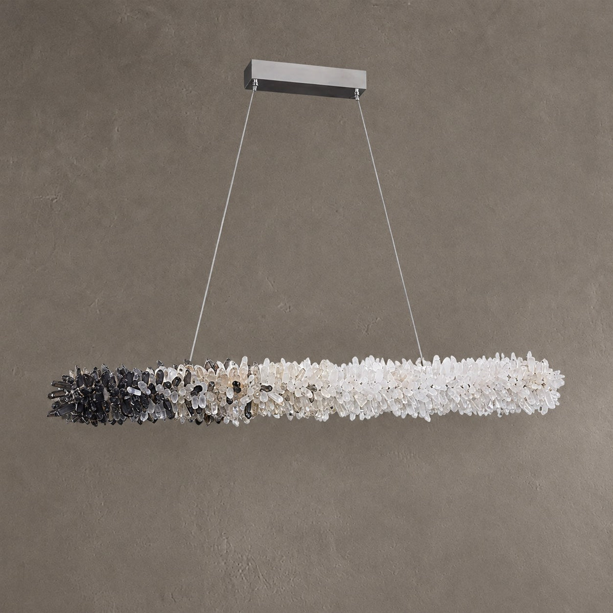 Modern Linear Natural Crystal Stick Chandelier