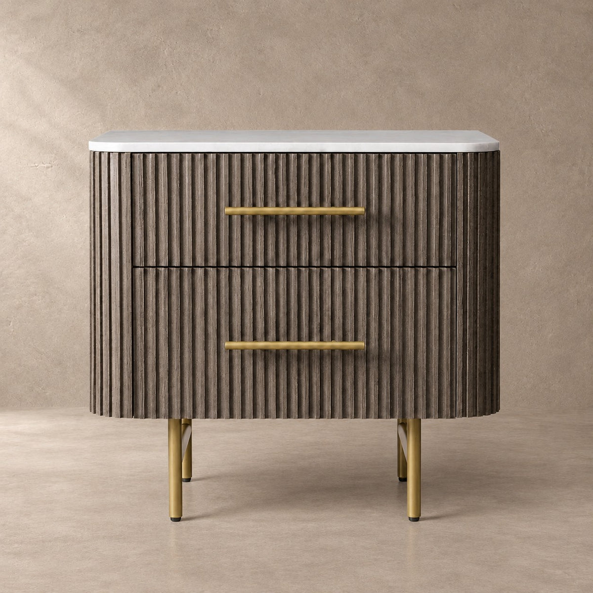 Double Drawer Bedside Chest with Stone Top