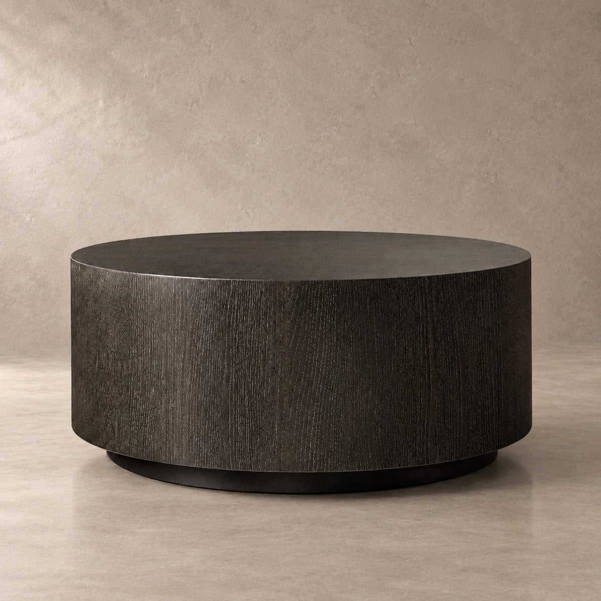 Oak Wood Round Plinth Coffee Table