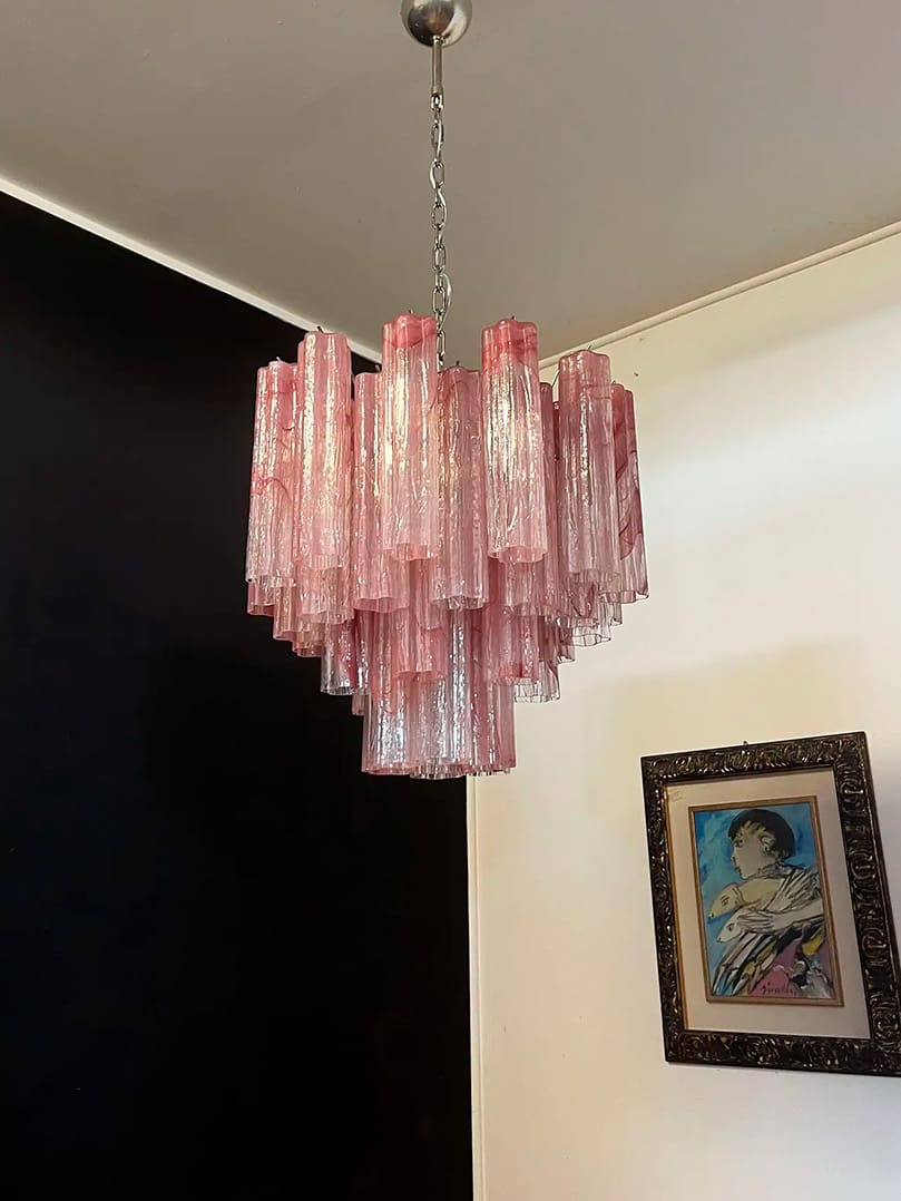 36-Tube Alabaster Chandelier, Pink