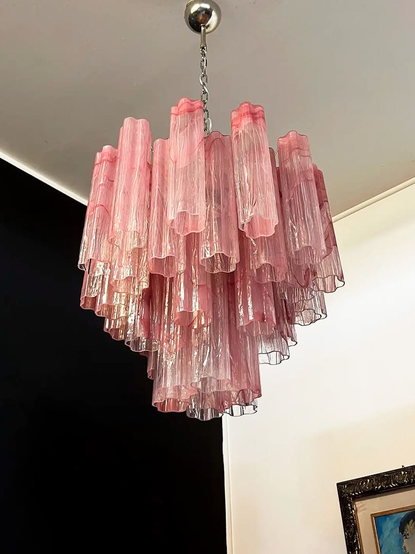 36-Tube Alabaster Chandelier, Pink