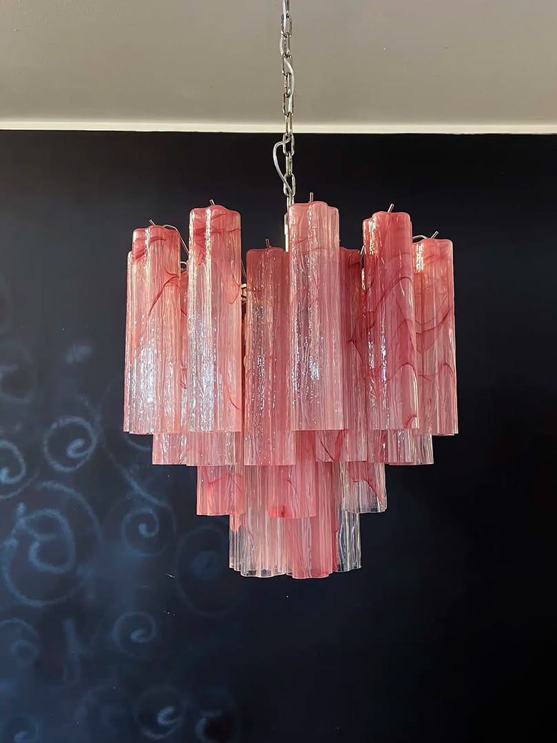 36-Tube Alabaster Chandelier, Pink