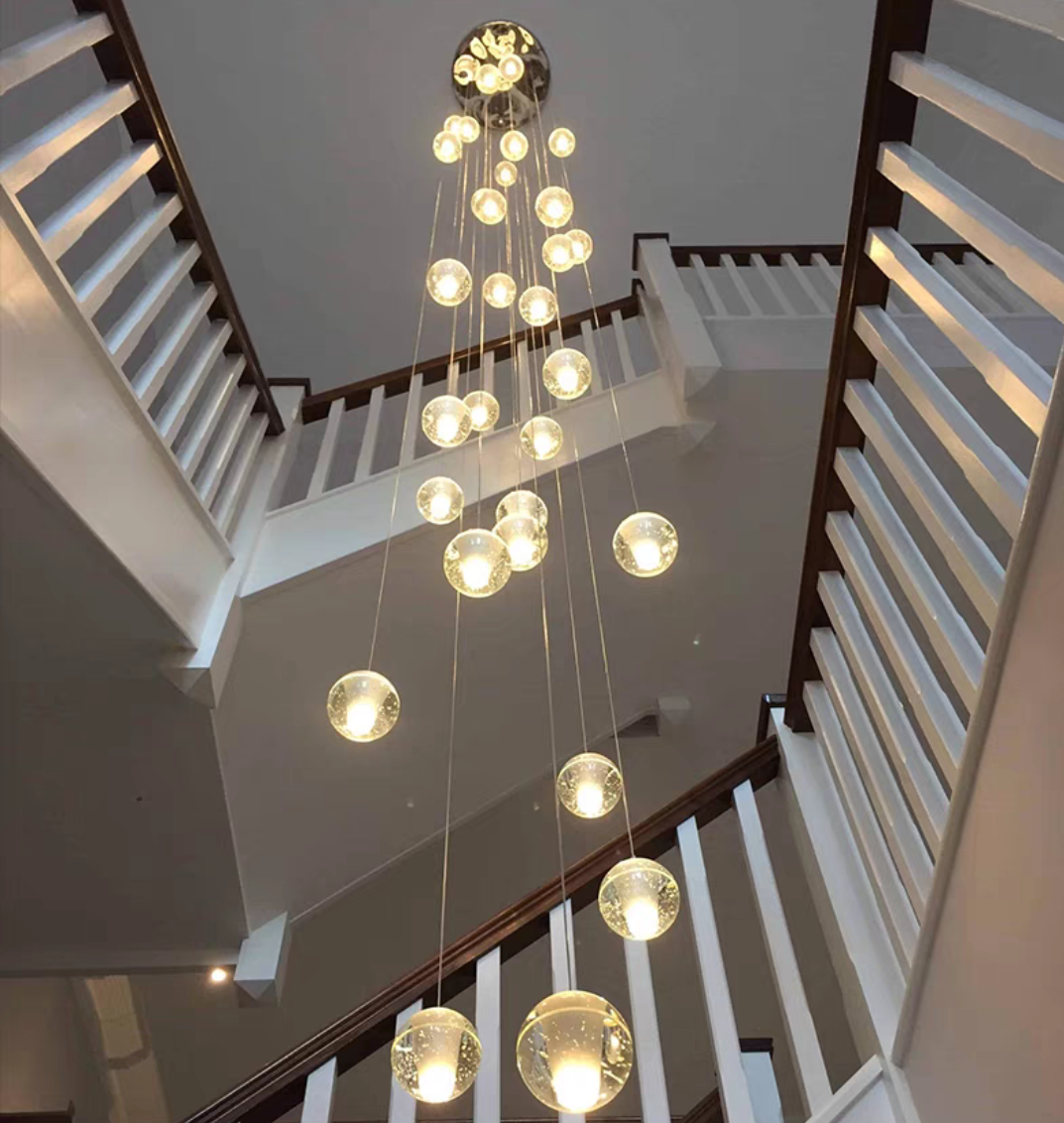Oversized Nordic Art Round Air Bubbles Chandelier for Staircases