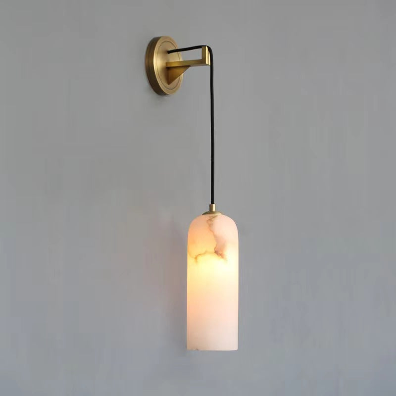 Louise Modern Alabaster Wall Sconce with Brass Finish