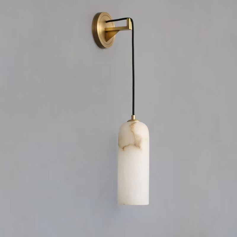 Louise Modern Alabaster Wall Sconce with Brass Finish