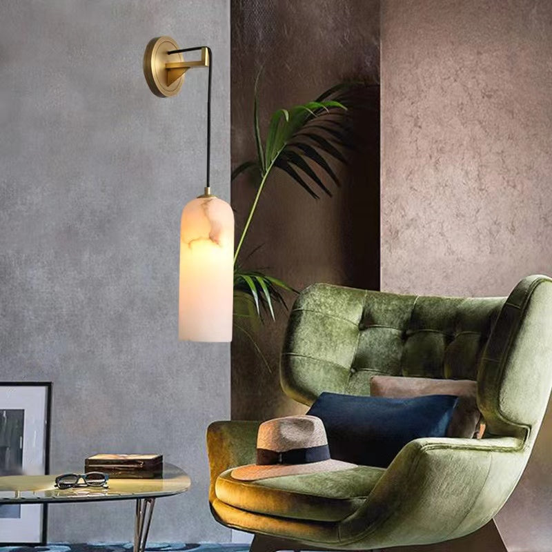 Louise Modern Alabaster Wall Sconce with Brass Finish