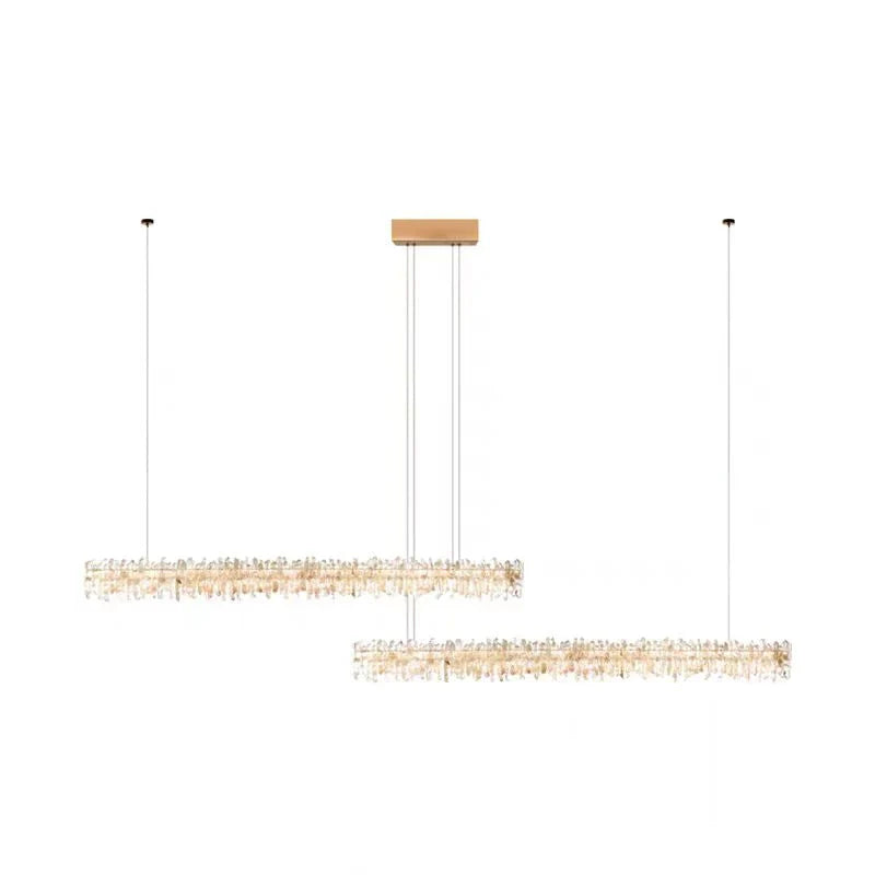 Modern Style Linear Natural Crystal Chandelier（50% Deposit)